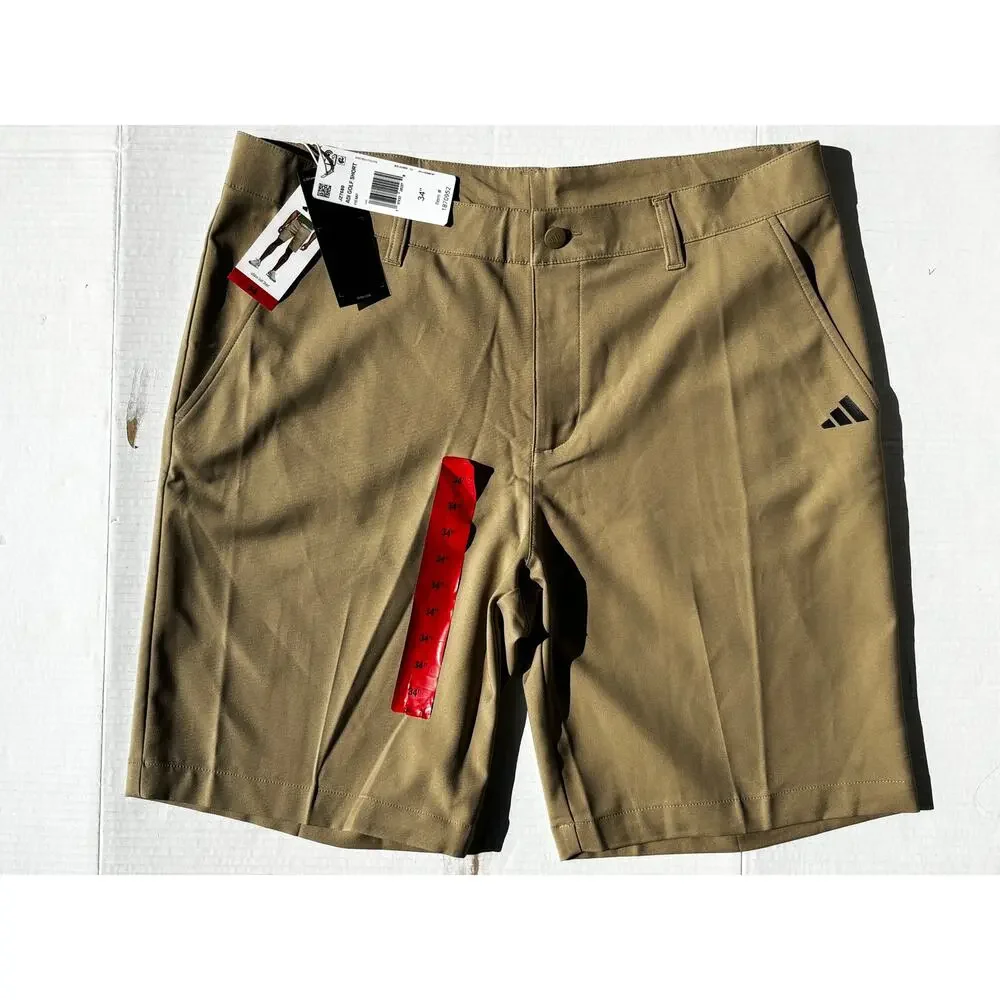 NWT Adidas Golf Shorts Men's 34 Khaki Hemp Flat Front Performance Golf Short